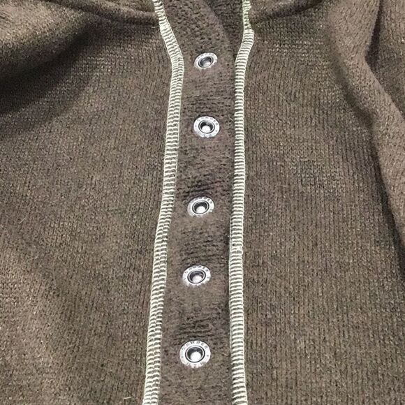 Guide Series Olive Brown 1/2 Snap Hooded Knit Fleece Pullover - Picture 11 of 16